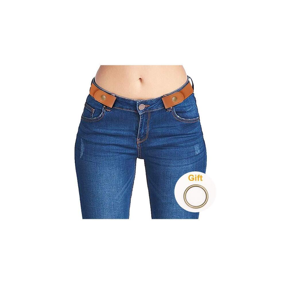 2259 No Buckle Elastic Stretch Belts For Men And Women Brown, Invisible Belts